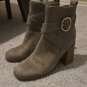 Nine West Taupe Ankle Booties with Buckle